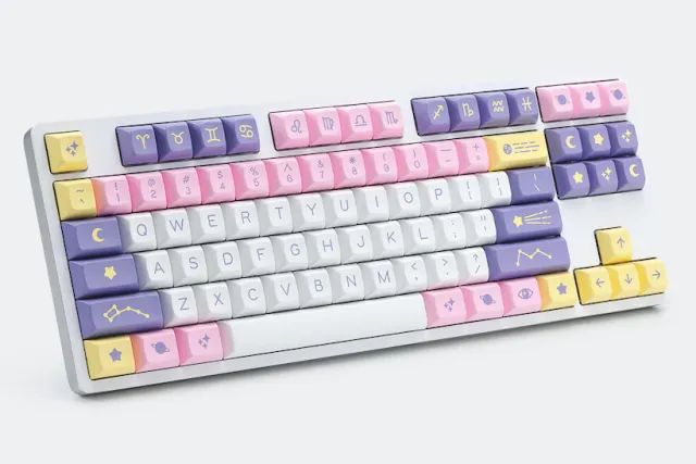 Glorious Gaming Modular Keyboard GMMK-RGB with Drop DSA Astrolokeys Keycaps, Everglide Dark Jade Mechanical Switches